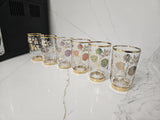 Vintage set of 6 Gold Flowers and Gold rimmed glasses - 1960s