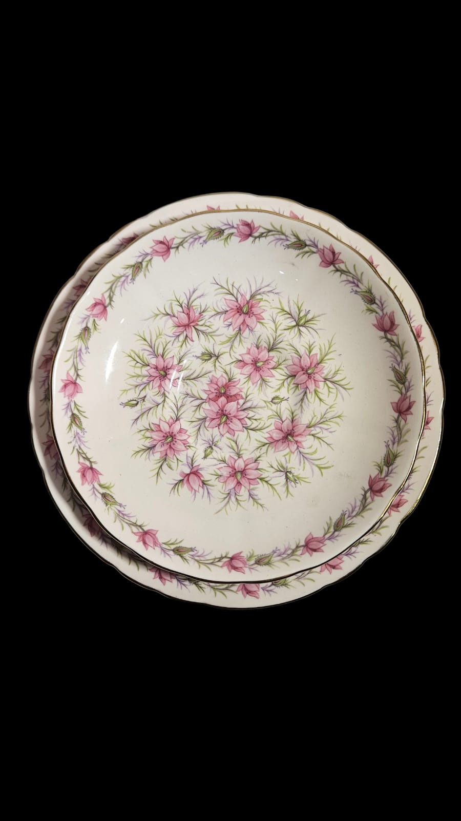 Royal Tuscan fine bone china in the pink "Love in the Mist" pattern 4 people Tea Set