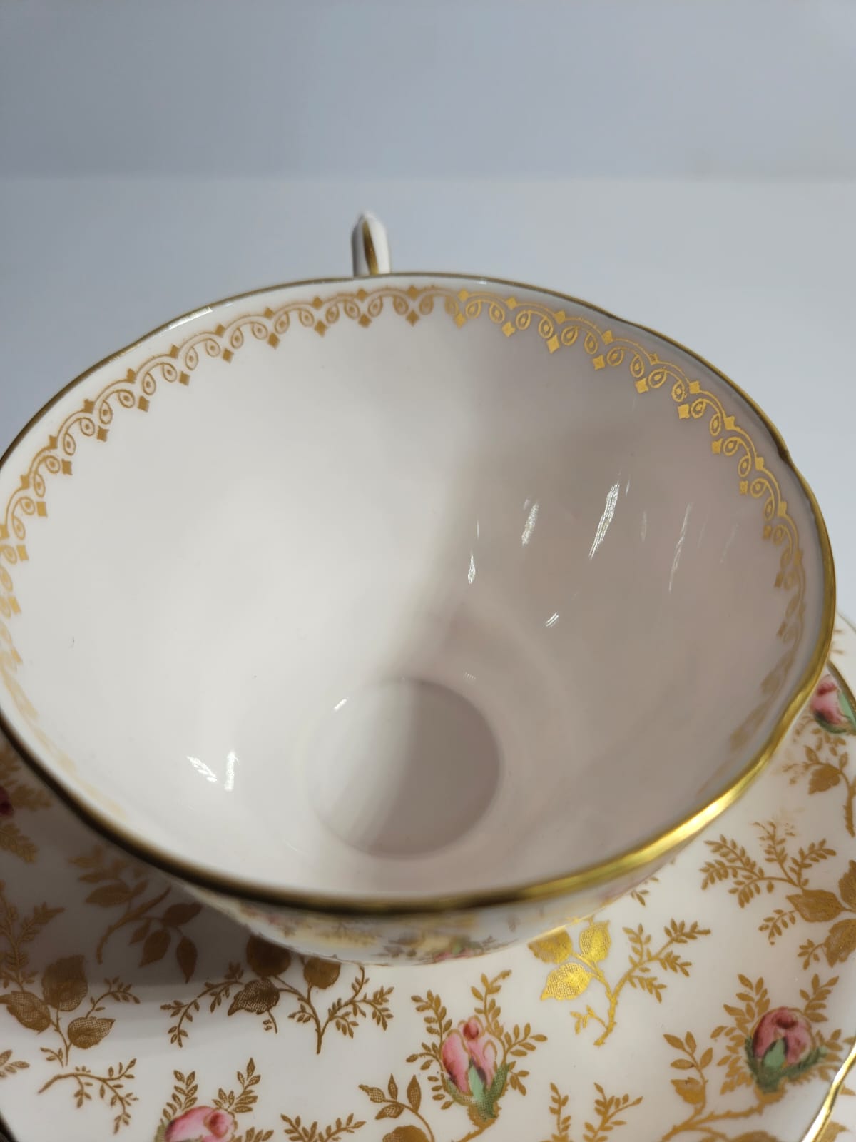 Vintage Royal Tuscan SUNSHINE Gold and Pink Chintz Trio c1950