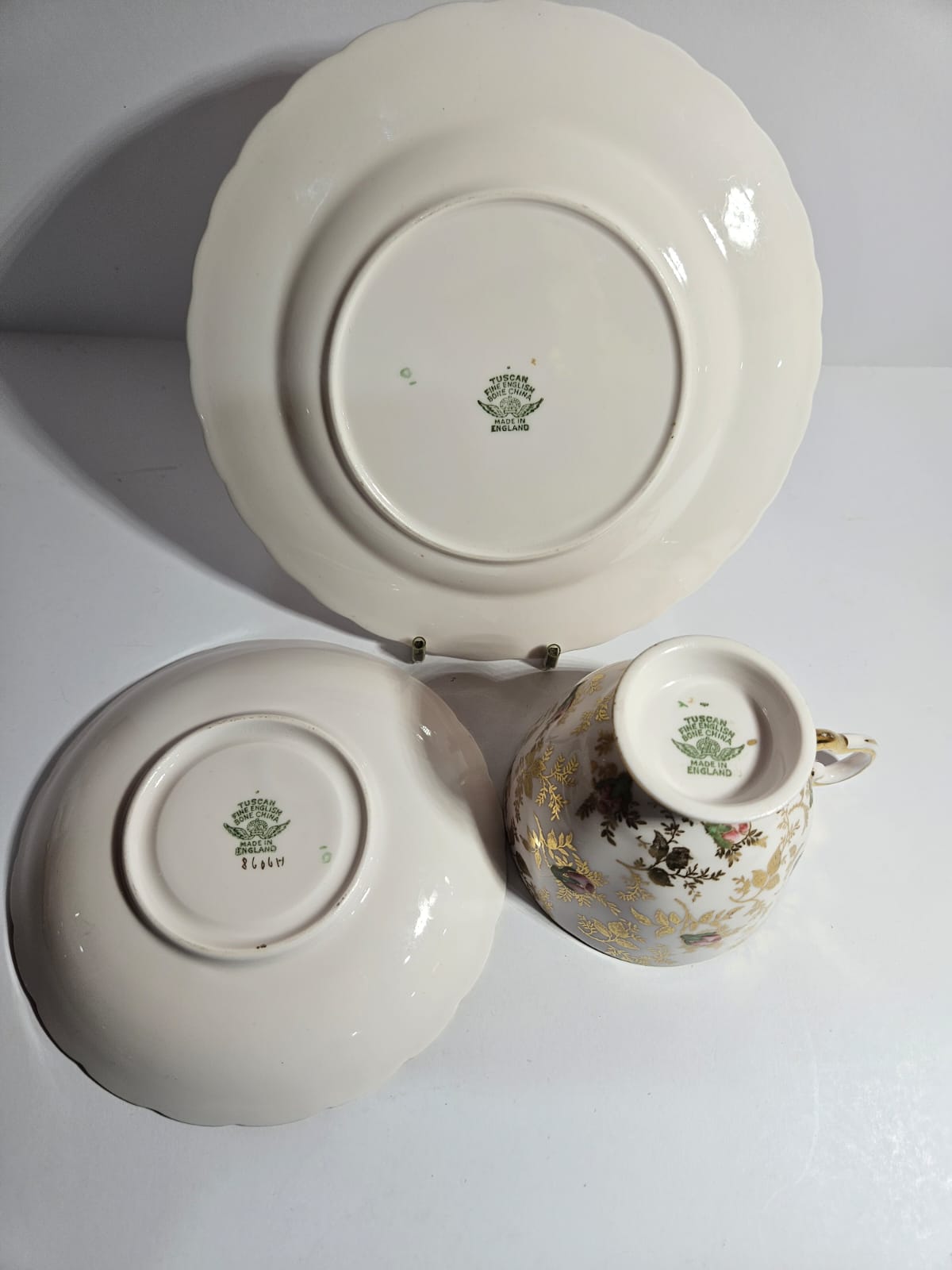 Vintage Royal Tuscan SUNSHINE Gold and Pink Chintz Trio c1950