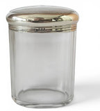Antique Glass Faceted Oval Vanity Jar with Sterling Silver lid - London 1926