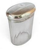 Antique Glass Faceted Oval Vanity Jar with Sterling Silver lid - London 1926