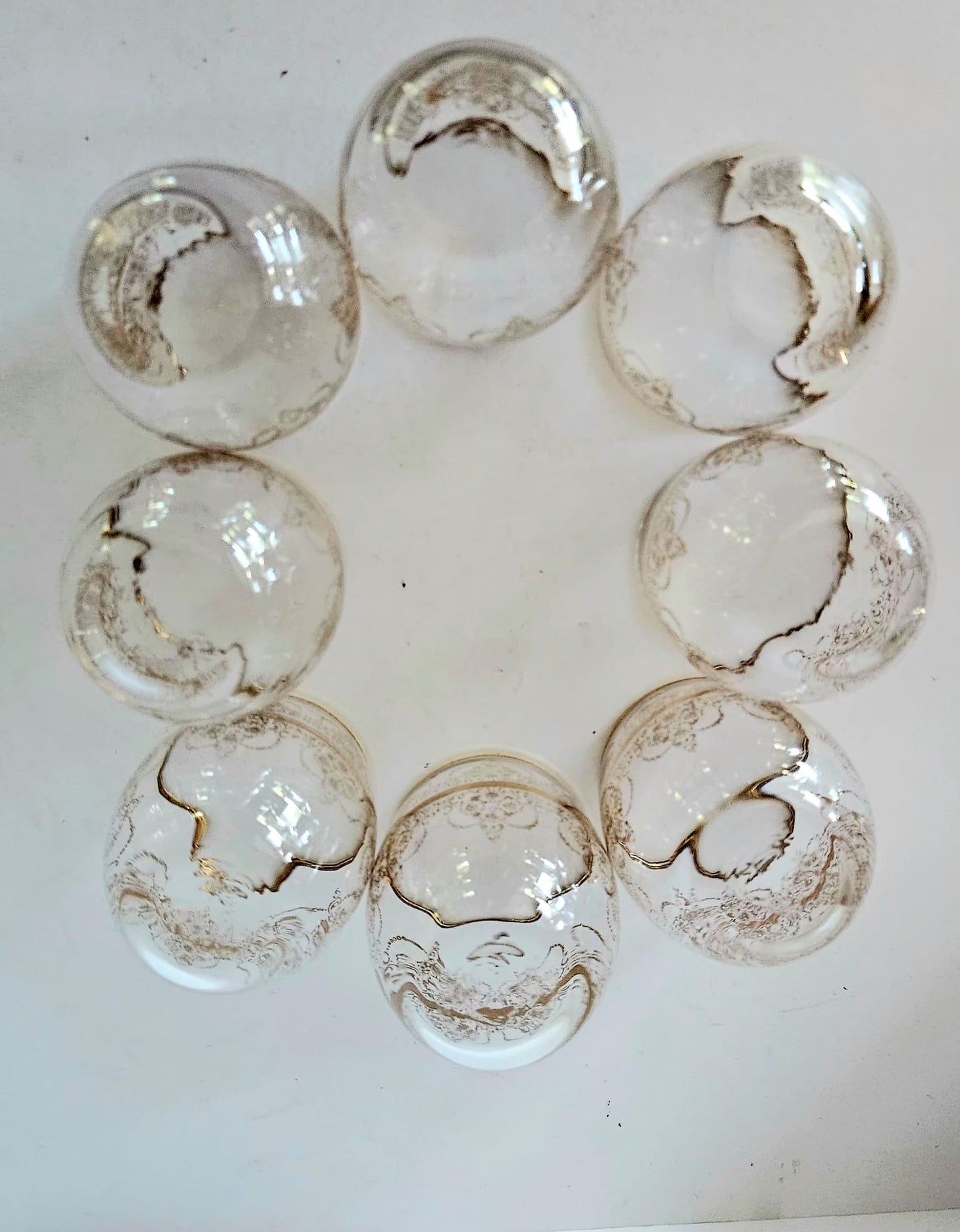 Vintage Vecchia MURANO Decanter & 8 matching glasses 22 Karat Gold leaf