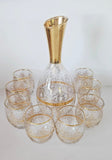 Vintage Vecchia MURANO Decanter & 8 matching glasses 22 Karat Gold leaf