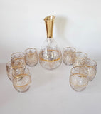 Vintage Vecchia MURANO Decanter & 8 matching glasses 22 Karat Gold leaf