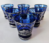 Venetian Silver Overlay Cobalt blue Scenes & Lion of Venice Decanter Set