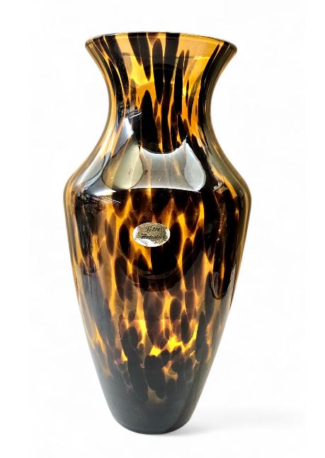Large Vintage Maestri Vetrai Azzurra Murano Tortoise hand blown Vase 38 cm