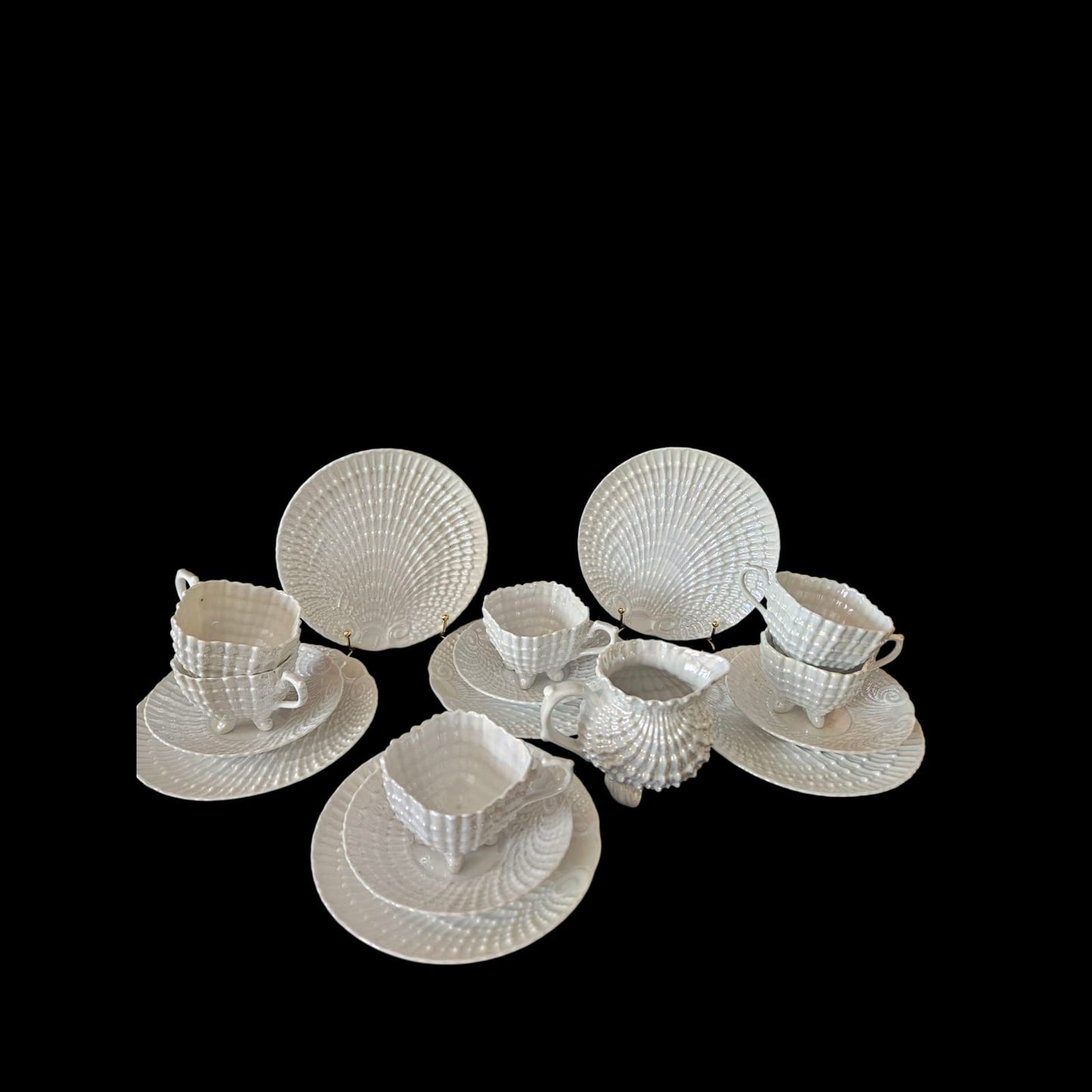 Antique Victoria Czech Iridescent Shell Lusterware 17 pcs Tea set