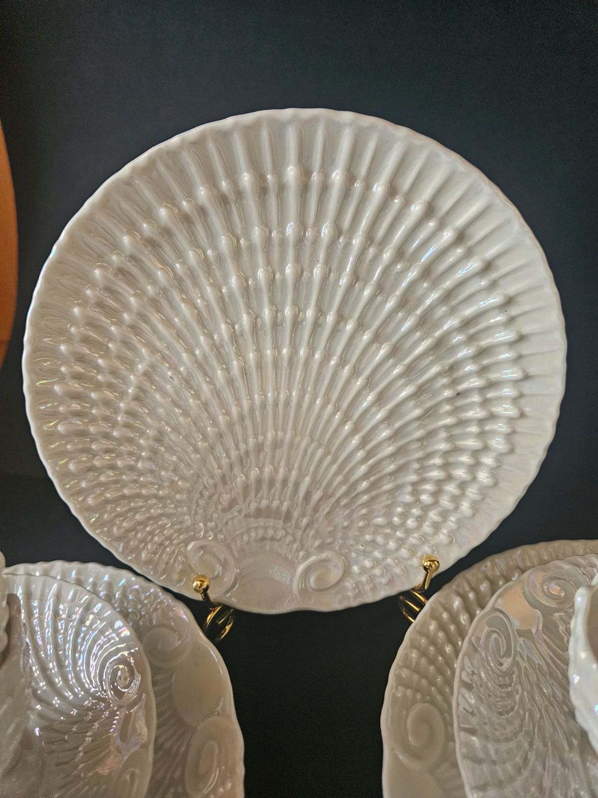 Antique Victoria Czech Iridescent Shell Lusterware 17 pcs Tea set