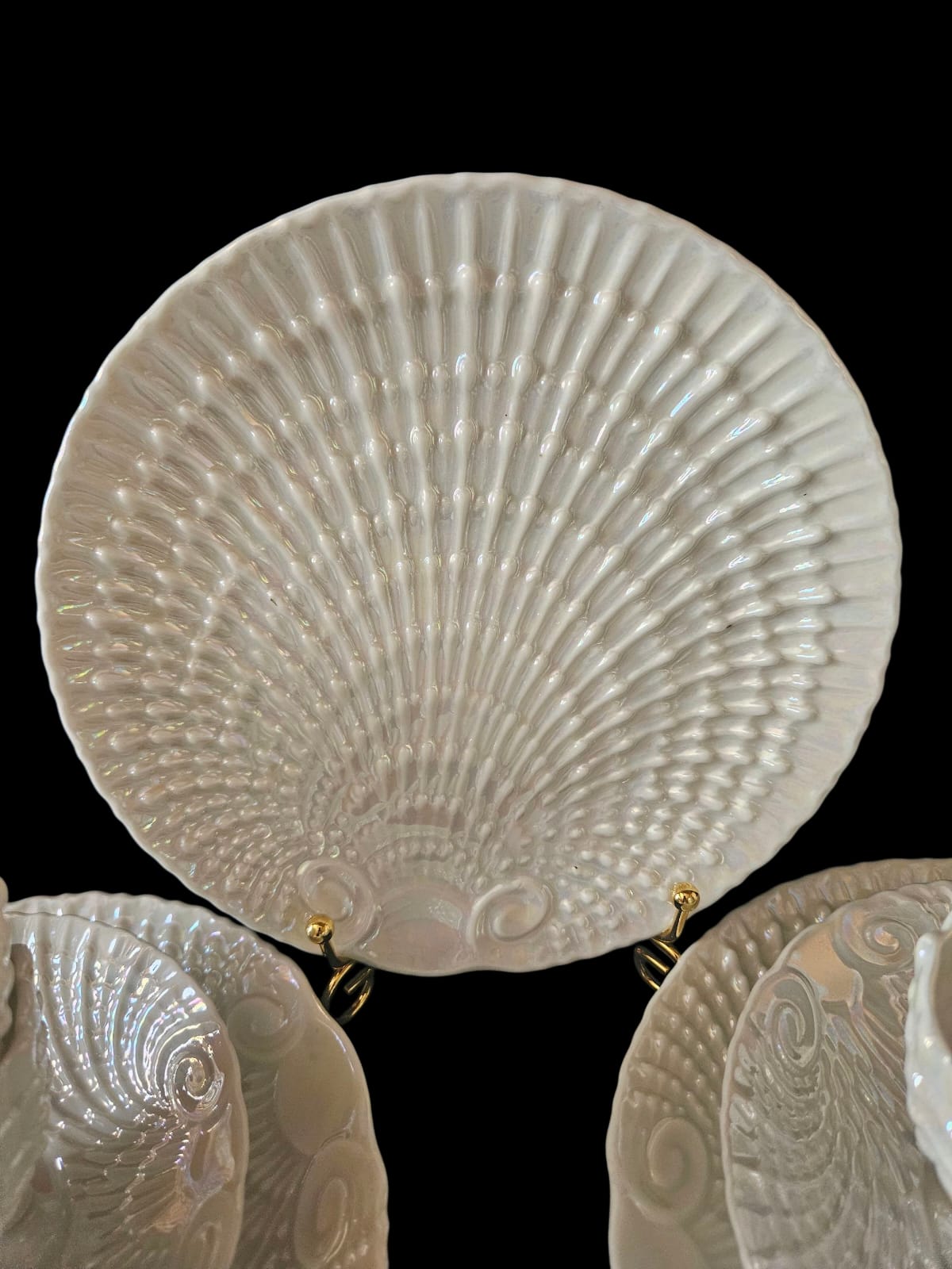 Antique Victoria Czech Iridescent Shell Lusterware 17 pcs Tea set