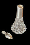 Edwardian cut crystal perfume bottle hallmarked sterling silver collar