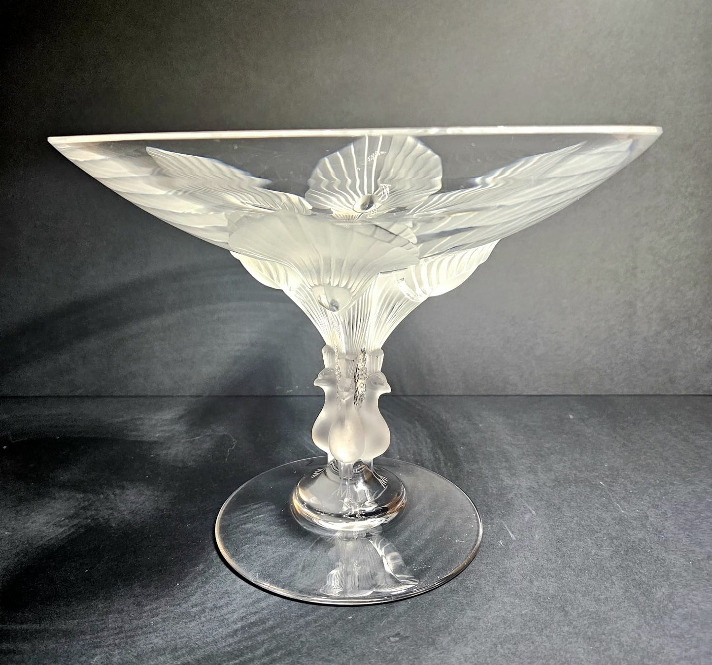 Lalique "Virginia" Peacock Compote by Marc Lalique c.1960