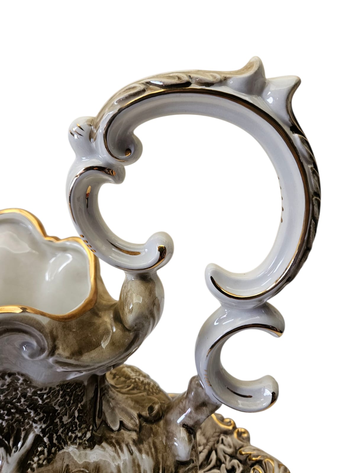 Vintage Capodimonte Water pitcher and Bassin set "Cherubs" with Gold Gilt