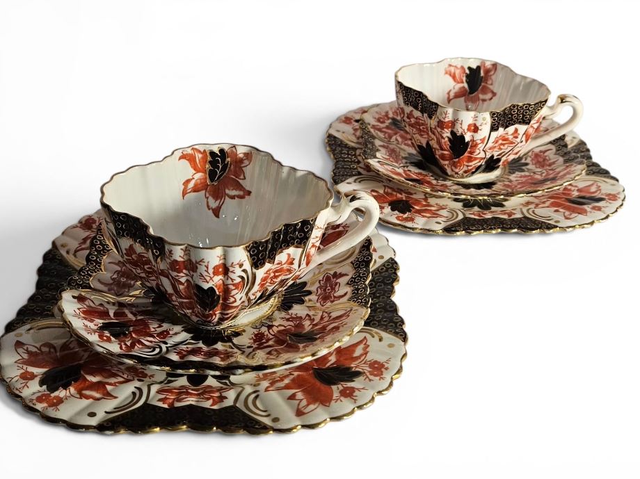 2 x Antique Wileman Foley & Co China  Trio "Japan" Pattern Alexandra Shape 84175 RD60650 c.1887