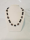 Vintage Venetian Glass, Onyx and aventurine bead necklace 1940s