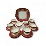 Early vintage Coalport Maroon and Gold Tea set for 6