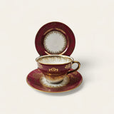 Early vintage Coalport Maroon and Gold Tea set for 6