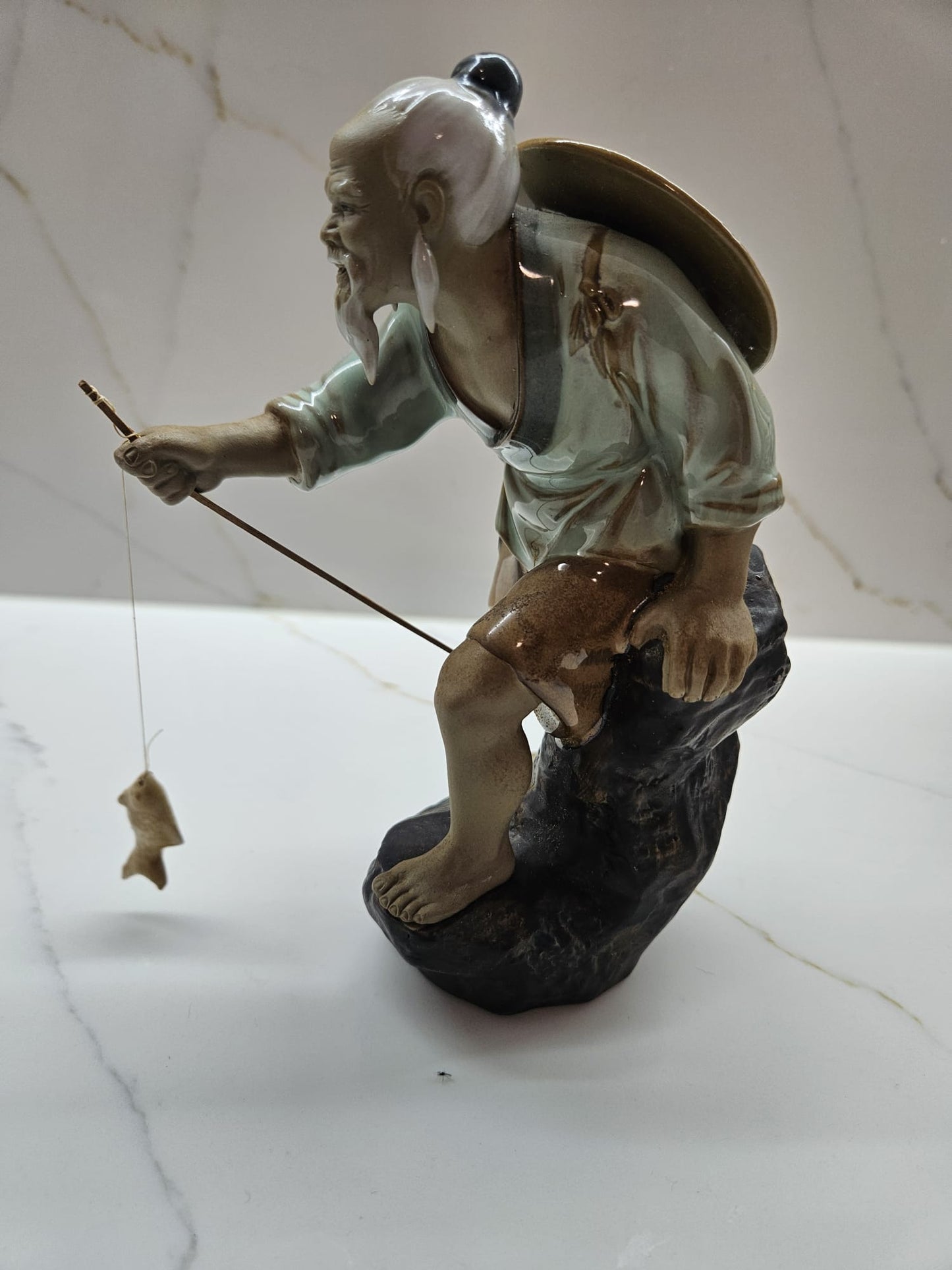 Vintage Chinese ShiwaMudman Fisherman Ceramic Collectable figurine