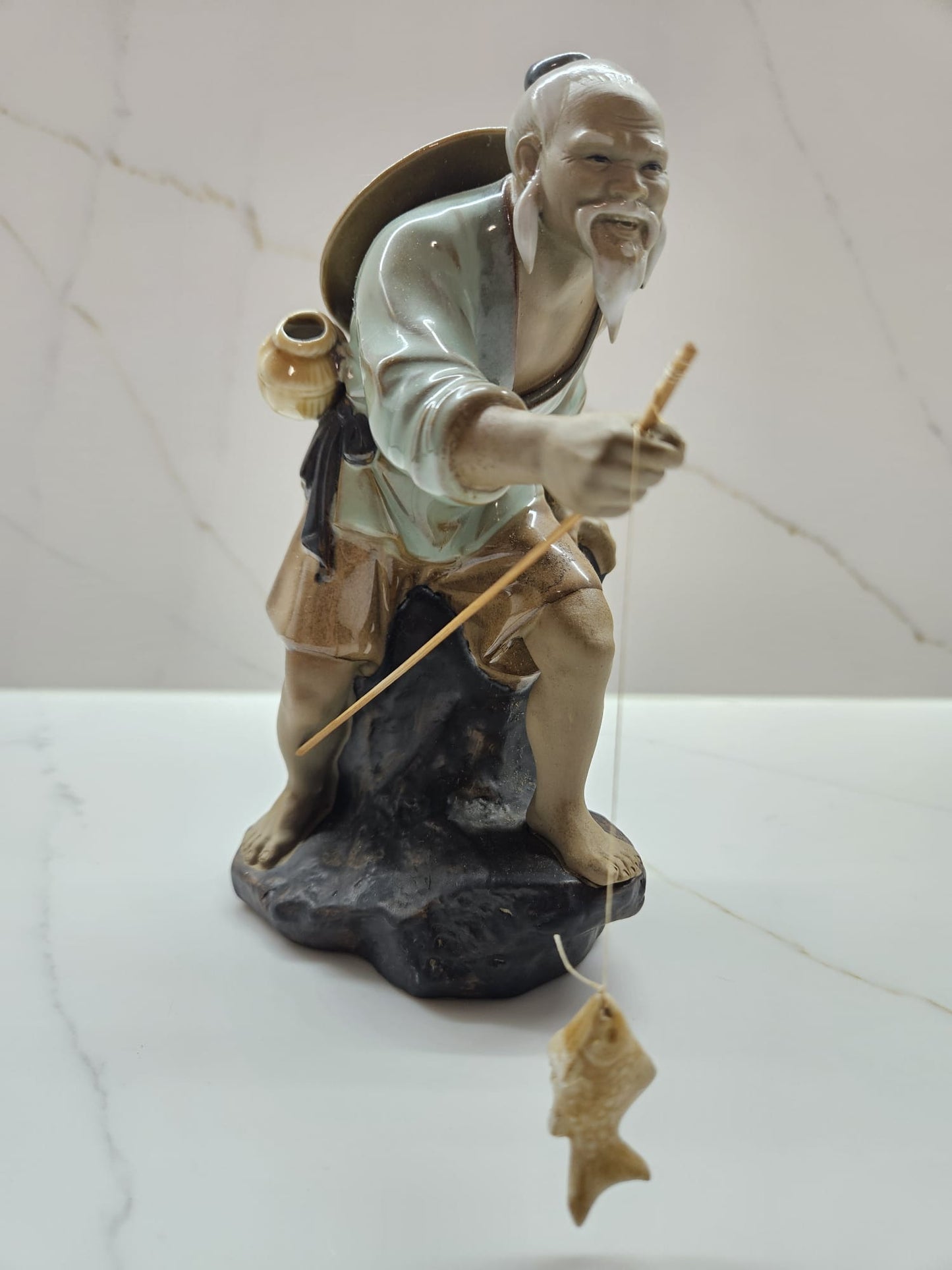 Vintage Chinese ShiwaMudman Fisherman Ceramic Collectable figurine