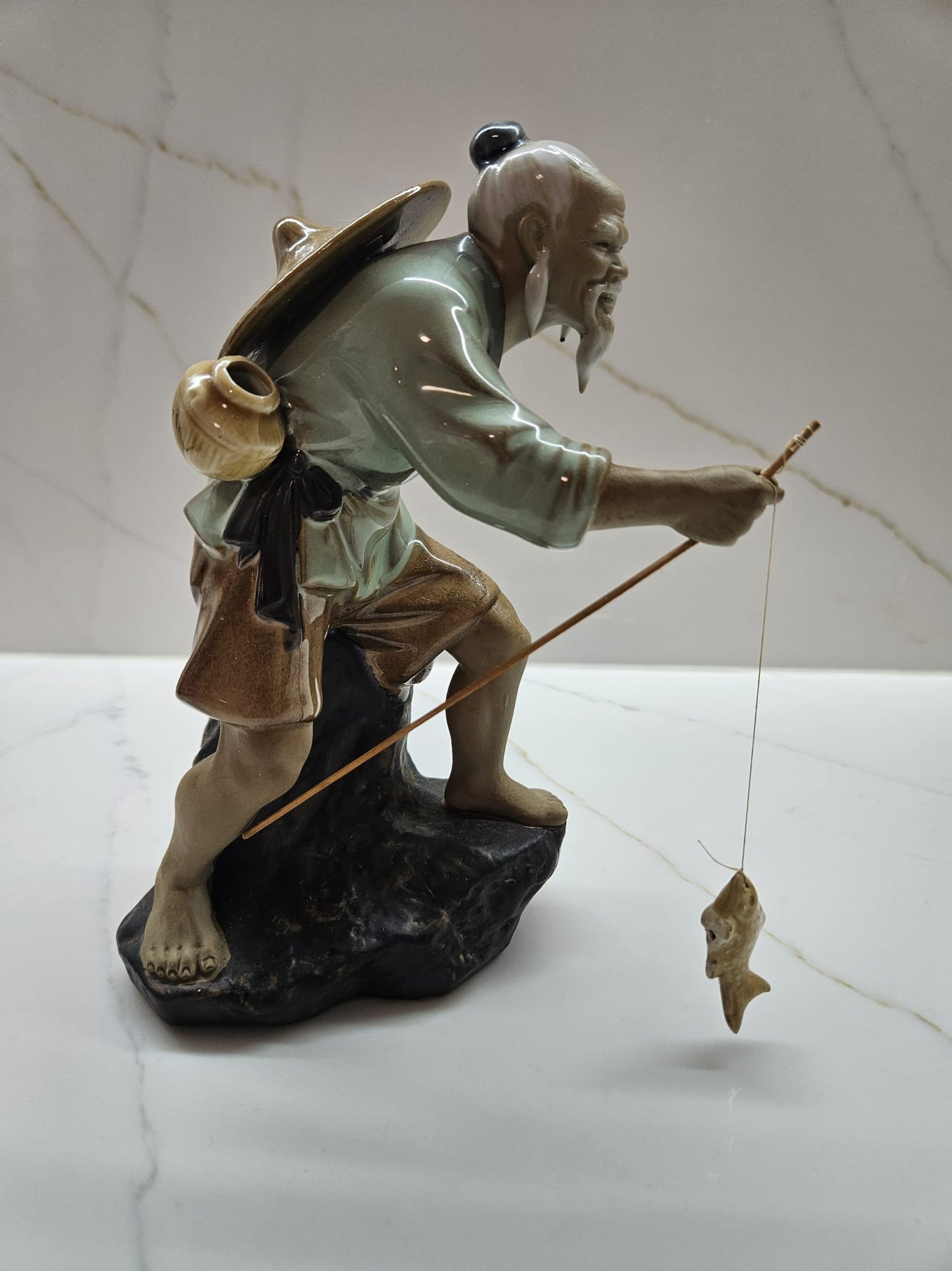 Vintage Chinese ShiwaMudman Fisherman Ceramic Collectable figurine