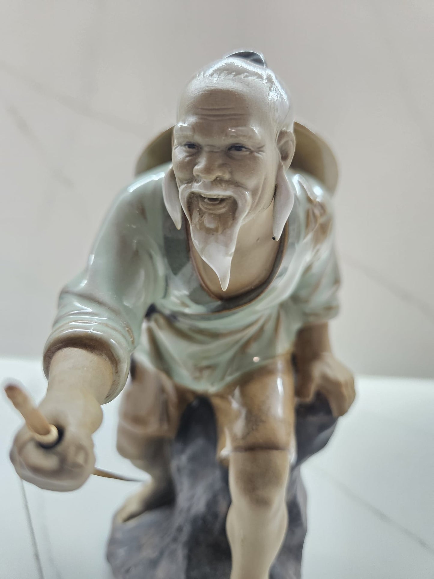 Vintage Chinese ShiwaMudman Fisherman Ceramic Collectable figurine