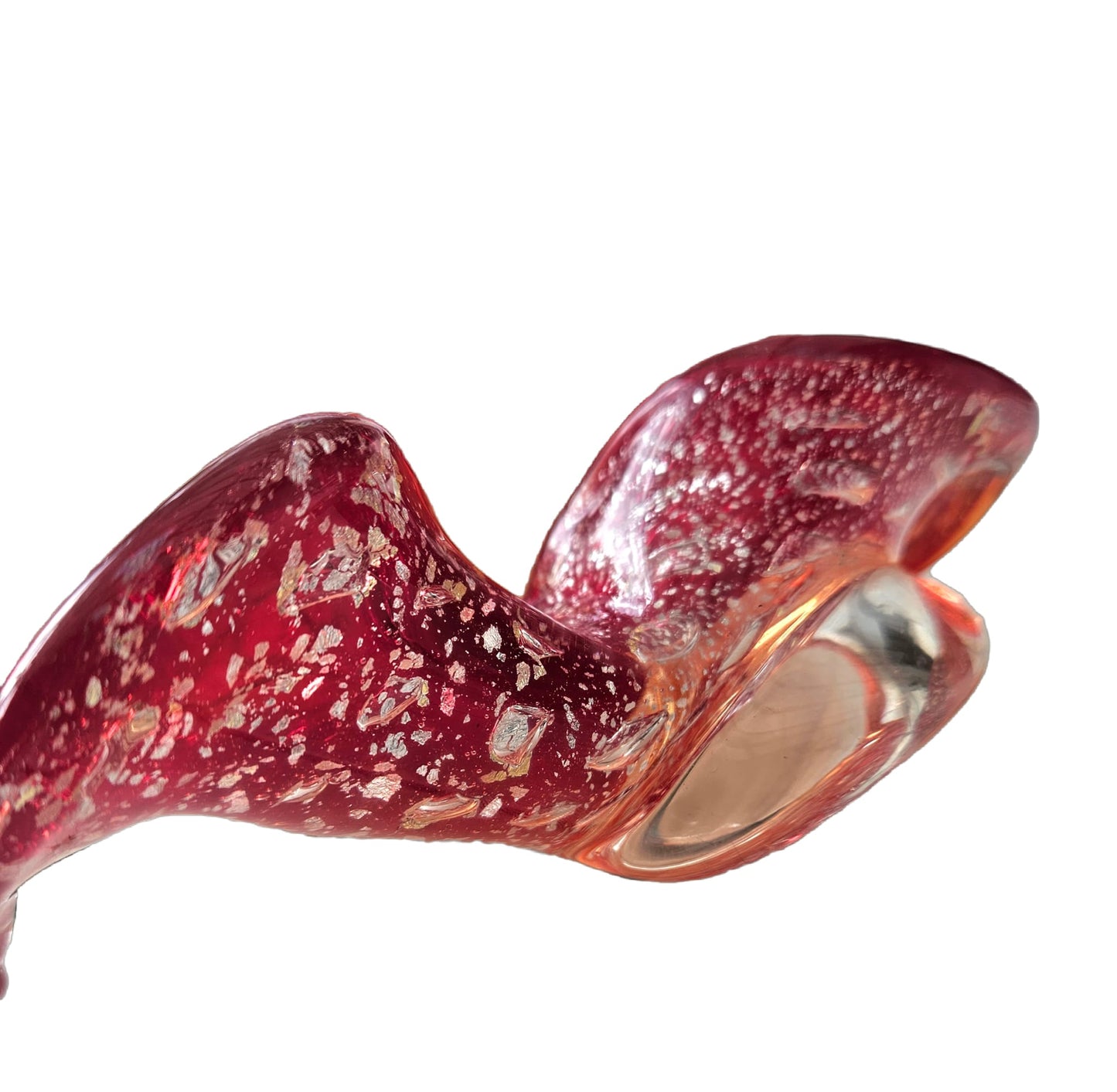 Collectable Collectable Barovier Toso Murano Flower Bowl Red Lips with Silver & Gold flecks