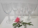 Vintage High stem ribbed wine goblets, set of 4