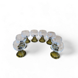 8 x Roemer Wine glasses Olive Green Hollow stems