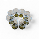 8 x Roemer Wine glasses Olive Green Hollow stems