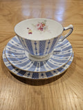 Vintage Crown Staffordshire China Blue pattern & Roses trio F15539