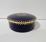 Vintage Porcelain de LIMOGES Ternet France Cobalt Blue and Gold Round Jewelry Box